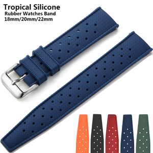 Pulseiras de relógio Pulseira de silicone tropical Pulseira de liberação rápida 18mm 20mm 22mm Pulseira de borracha Tropic Pulseira de relógio inteligente 230729