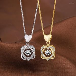 Chains FoYuan Silver Color Japanese Korean Heart Shaped Zircon Necklace For Women With Stylish Temperament Fresh And Exquisite Jewelry