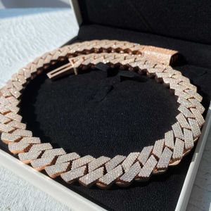 Smycken guld disigner diamanthalsband 20mm bredd 3 rad hopp höft smycken isad ut moissanit diamanter kubanska länk kedja halsband designer armband för män för