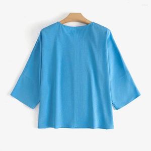 Kvinnors blusar Super Soft Women Top Stylish Casual Shirt Blouse Breattable Scoop Neck Loose Fit 3/4 ärmstil