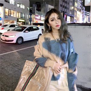 여성용 블라우스 스웨터 가을 복고풍 일본식 일본식 느슨한 외부 마모 느긋한 한국 디자인 탑