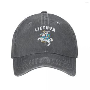 Ball Caps Lietuva Lithuania Coat Of Arms Baseball Vintage Distressed Washed Lithuanian Headwear Unisex Style Outdoor Hat