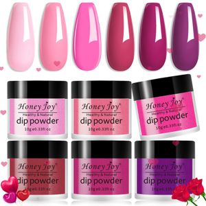 Nail Glitter 6 boxset Valentines Day Pink Very Fine Dip Powder Pink Series Nail Kit Dipping Powder Set as Nail Gel Naill Polish Effect 230729