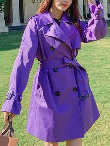 Trench da donna BZVW Cappotto di media lunghezza 2023 Primavera Autunno Moda Designer di nicchia Giacca a vento viola Donna 25X2291