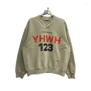 Men's Hoodies RRR 123 Fashion Crewneck Men Clothing RRR123 Vintage Oversized Sweatshirts Top Quality Khaki Black Washed