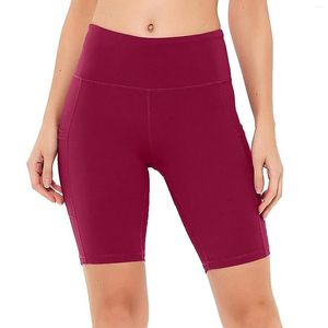 Active Pants Women's High Training Pockets Yoga Running Budomen Control Shorts midja Fem kvinnor Petite Short