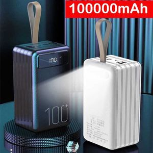 Cell Phone Power Banks 100000mAh Power Bank for iPhone Xiaomi Huawei Samsung LED Powerbank Portable Charger External Battery Pack Power Bank Poverbank L230824