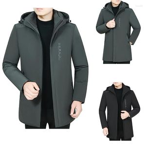 Herren-Trenchmäntel, Winterjacke, koreanische Version, warm halten, mit Kapuze, Oberbekleidung, Baumwolle, verdickter Mantel für Männer, stilvoller Windjacke, männlich, lässig