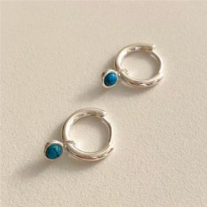 Stud Earrings SHANICE 925 Sterling Silver Needle Fashion Hoop For Women Blue Turquoise Pendant High Luxury Women's Jewelry