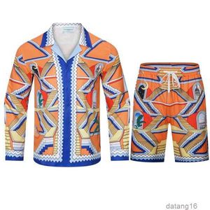 Casablanca Mens Set 2 sztuki designerskie koszulę szorty szczupłe luźne jedwabiste luksusowe koszule casablanc menu Casual Polos Suit Ubranie Wysokiej jakości 08LQ