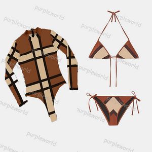 Designer Plaid Bademode Frauen Langarm Mode Sexy Strand Surfen Urlaub Bademode Zwei Stück Set