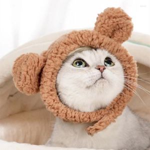 Abbigliamento per cani 1 pezzo Cappello da gatto rosa Costume da festa in peluche carino Cosplay Copricapo regolabile per piccoli animali domestici Po Puntelli Accessori