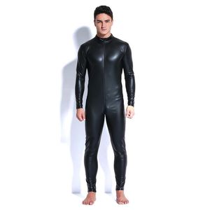 İnsan deri lateks catsuit teddy bodysuit siyah parlak erotik iç çamaşırı bodysuits zentai vücut tek parça tulum s1012271s giymek