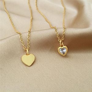 Collane con ciondolo Placca in oro 18 carati Top Quality Forever Love Heart Big Single Cz Collana con ciondolo Gioielli delicati per le donne Lady Valentine