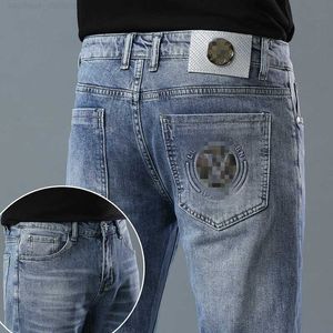 Jeans de grife para homens Edição Fino Elástico Slim Fit Marca Lavado Velho Calças Longas Calças Homem