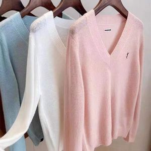 Women's Sweaters 2023 SpringSummer Knitted Blend Long Sleeve Solid Embroidery Sweater Fashion High End Top Pullover 230729