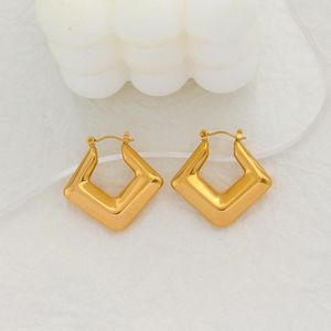 Hoop Earrings Y2K Style Cubic Square Stainless Steel Hollow Rust Proof PVD Plated Gold Color Delicate Cast Jewelry