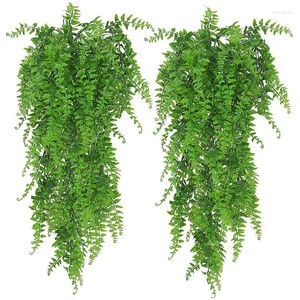 Dekorativa blommor 2 packar konstgjorda hängande växter murgröna blad för inomhus utomhus grönska heminredning faux vinrank