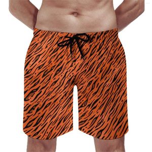 Herren Shorts Animal Print Board Große Größe Strandhose Orange Tiger Strip Male