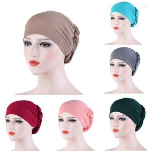 Abbigliamento etnico Cappello da donna in cotone Respirare Hijab da donna Turbante Copricapo in tessuto elastico Accessori per capelli da donna Sciarpa musulmana207g