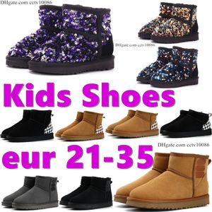 Australien Klassische Kinder Mini Stiefel Mädchen Ultra Uggi Schuhe Plaid Schneestiefel Baby Kleinkind Uggitys Sneakers Brief Pailletten Kinder Jungen Winter Warmer Schuh CH R34B #