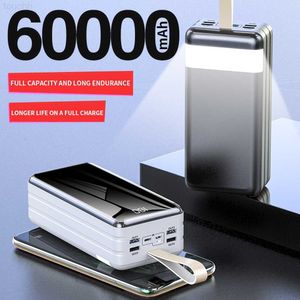 Cell Phone Power Banks PINZHENG 60000mAh Power Bank For iPhone 13 LED Display Portable Charger External Battery PowerBank For Xiaomi Huawei Samsung L230824