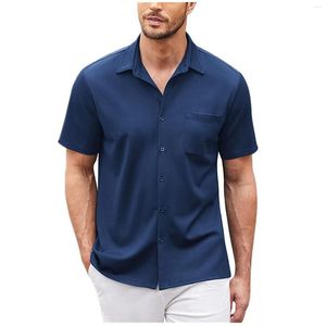 Men's T Shirts Dress Men Short Sleeve Button Shirt Casual Buckle Sleeved Loose Fitting Beach Roman Knit Top