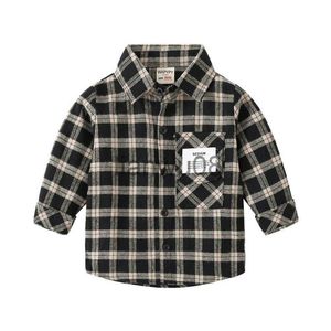 Koszule dla dzieci Plaid Spring Fall Boys koszule w stylu brytyjski Toddler Tops Tshirt Baby Tees dla dzieci bawełniane ubrania dla dzieci x0728