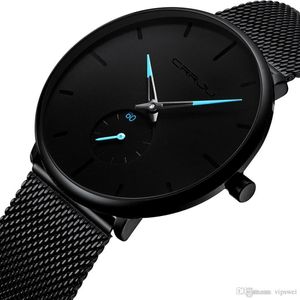 Мужчины роскошные бренды высококачественные модные Quartz Watch Simple Design Ultra Thin Dial Nearnable Steel Steel Mesh Best Watch Waters282h