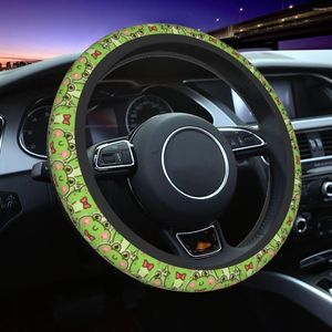 Steering Wheel Covers 37-38 Car Cover Cute Green Frog Kawaii Elastic Animal Auto Decoration Fashion Accessories