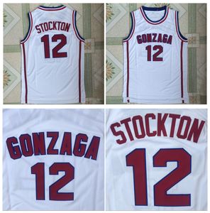 12 John Stockton Gonzaga College Basketball Jersey White Size S-XXL