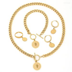 Orecchini da collana impostati 316L in acciaio inossidabile Portratto Principessa Ritratto Zodiaco Pollo Cuban Bracciale Cuban Earing Gioielli