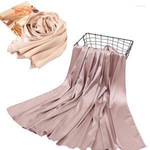 Schals Hohe Qualität Satin Glanz Hijab Lange Schal Tücher Einfarbig Muslimische Frauen Party Kleider Wraps Stirnband Turban Maxi