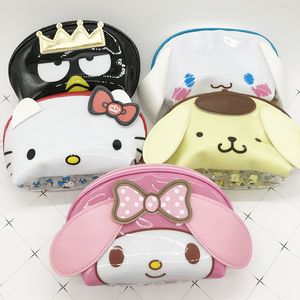 Bonito desenho animado PVC Maquiagem Clutch Bag Shell Wash Storage Bag XO Bigs Orelhas Pudim de Cachorro Tipo de Cabeça de Cachorro Impressão Rígida Aluno Menina UPS