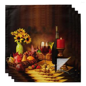 Table Napkin 2Pcs 50x50cm Napkins 3D Vintage Wine Wooden Board Printed For Wedding Banquet Party Decoration Tablecloth