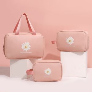 Toiletry Kits Portable Daisy PU Women Cosmetic Bag Travel Waterproof Wash Storage Pouch Case Handbag 230729