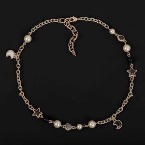 Brand Fashion Jewelry Women Vintage Gold Color Black Star Resin Pearls Necklace Choker Sweater Chain Party Fine Fashion Jewelry270B