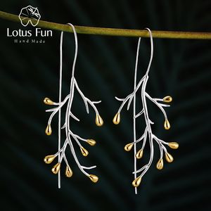 Stud Lotus Fun Real 925 Sterling Gümüş Küpeler Doğal Yaratıcı Fine Mücevher İfadesi Ağaç Moda Kadınlar İçin Moda Damlası Brincos 230729