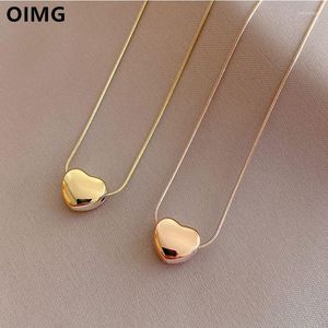 Pendant Necklaces OIMG 316L Stainless Steel Love Heart Necklace For Women 2023 Trendy Temperament Simple Neck Chain Jewelry Gift Choke