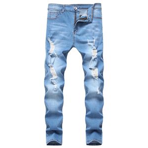 Herren Plus Size Hosen Distressed Destroyed Erwachsenenjeans Slim Hose Designer Ripped Skinny Stretch Baggy Denim297f