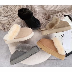 Kadınlar 2023 Avustralya Disquette Klasik İnek Terlik Slipers Tam Kürk Kürk Kış Koyun Dinini Kar Sıcak Botlar Snow Boot Moda Platformu terlik sandaletleri Uggity