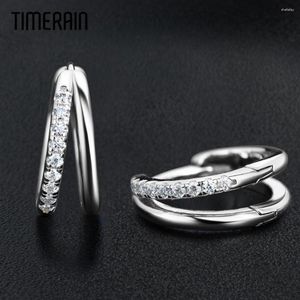 Hoop Coldings Timerain Wszystkie moissanite podwójne s925 srebrne srebrne białe/żółte złote diamentowe ucho dla kobiet drobna biżuteria