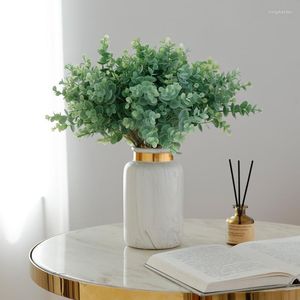 Flores decorativas 6 pçs plantas artificiais eucalipto zamioculcas folhas para decoração de flores internas ao ar livre decoração floral para casa