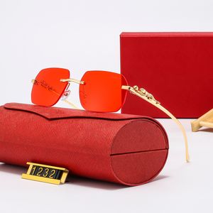 Red Sunglasses Series Óculos de sol com óculos de sol de grife em relevo Design sem moldura série unissex