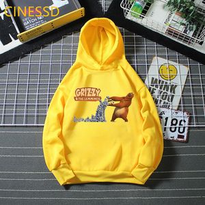 Hoodies Sweatshirts Komik Grizzy ve Lemmings Grafik Hoodie Çocuklar Sonbahar Kış Sarı Kapşonlu Erkek Külkü Takipleri Kız 230729