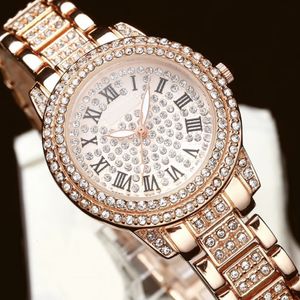 Relógios femininos top de luxo relógio feminino com diamante elegante marca quartzo aço pulseira relógios senhoras cristal zircão moda relógio de pulso 230729