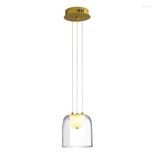 Lampade a sospensione Cavo di copertura in vetro Lampada a sospensione a LED per cucina Apparecchio per illuminazione a sospensione moderna nordica Illuminazione per sala da pranzo Bar Cafe Lamp