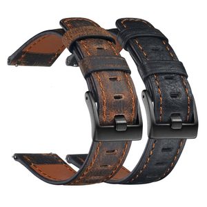 Pulseiras de relógio Vinatge pulseira de couro envelhecido para Huawei Watch GT 2 pulseira para Galaxy Active 2 Amazfit Bip 20mm 22mm pulseiras de relógio 230729