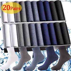 Mens Socks 20Pairs Mens Thin Ice Stocks Summer Sport Breathable Casual Antislip Socks Elastic Ice Silk Cool Midtube Business Stockings 230729