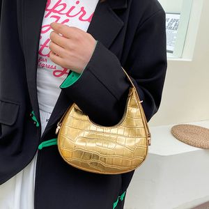 Evening Bags For Women Retro Casual Women's Shoulder Bag Stone Pattern Exquisite Underarm PU Leather Half Moon Small Handbags 230729